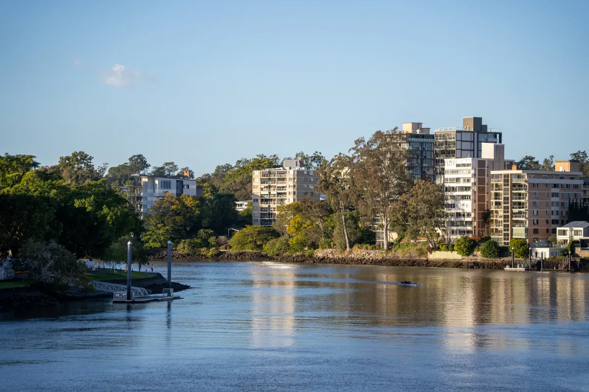 Apartment buildings beside the Brisbane River